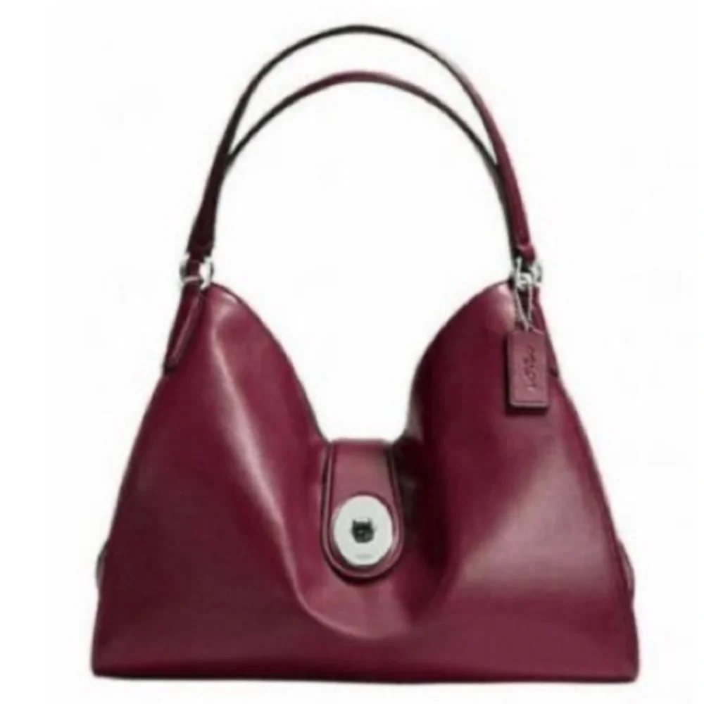 Coach Carlyle Smooth Leather Merlot Shoulder Bag Purse - Picture 2 of 13